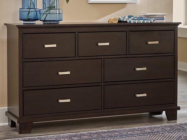 dark brown dresser with mirror Ryb Wide Dresser with Mirror | 6 Drawers