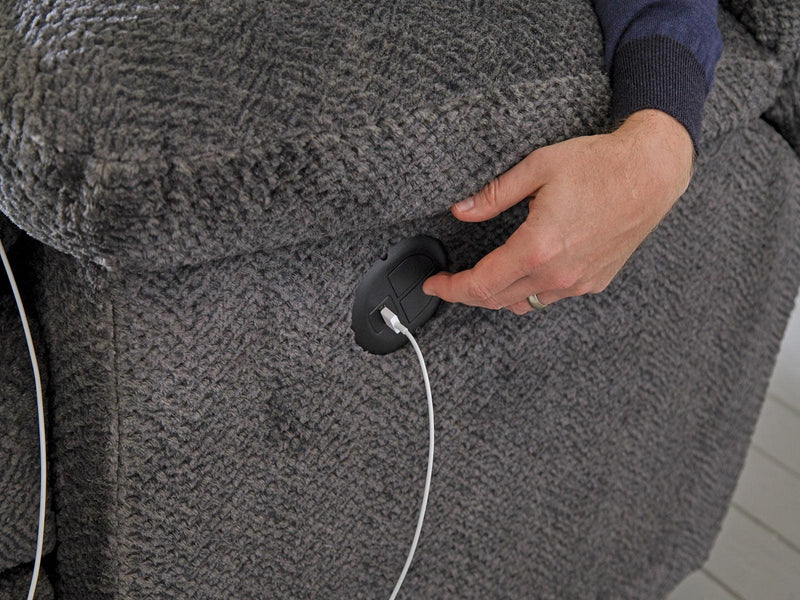 Catnapper Furniture Burbank Power Lay Flat Right Side Facing Recliner in Smoke