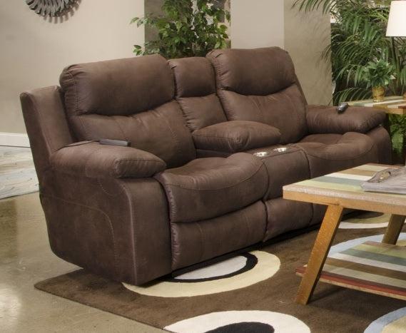 Catnapper Palmer Power Headrest w/ Lumbar Power Lay Flat Reclining Console Loveseat in Saddle