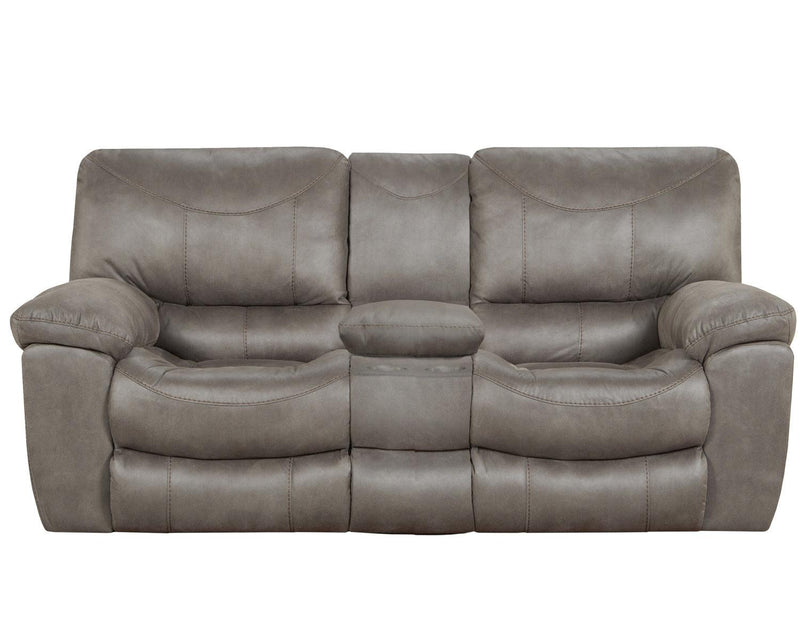 Catnapper Furniture Trent Reclining Console Loveseat w/ Storage & Cupholders in Charcoal