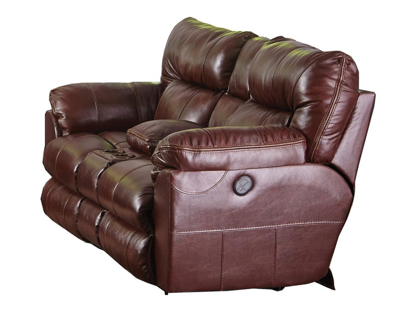 Catnapper Milan Lay Flat Reclining Console Loveseat in Walnut 4349