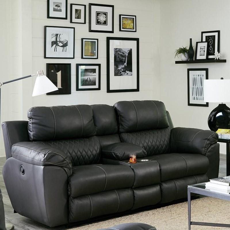 Catnapper Sorrento Power Reclining Console Loveseat in Anthracite