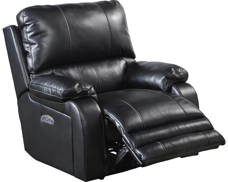 Catnapper Thornton Power Headrest/Power Lay Flat Recliner in Black
