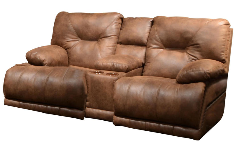 Catnapper Voyager Lay Flat Reclining Console Loveseat in Elk